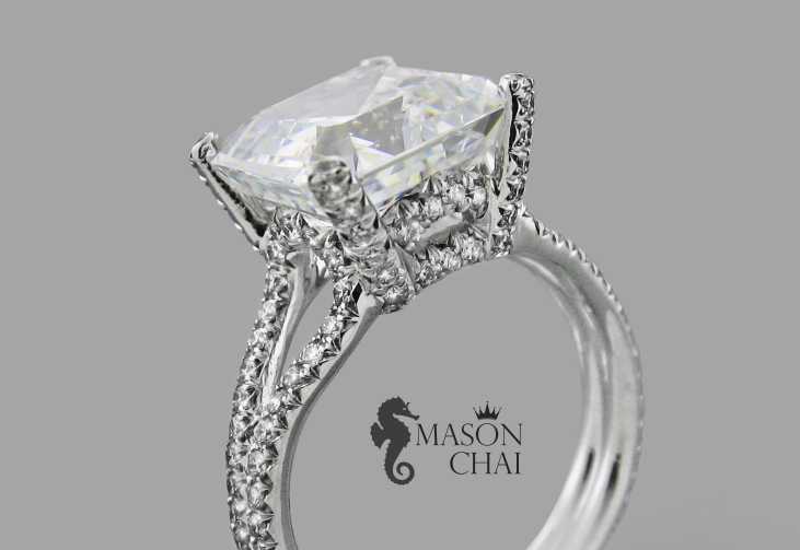 Custom Made Square Cut Diamond Ring