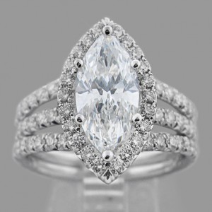 Marquise Diamond Engagement ring with Pave set diamonds